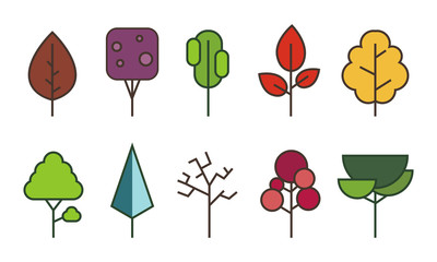 Obraz premium Tree flat style on white background color vector illustrator.