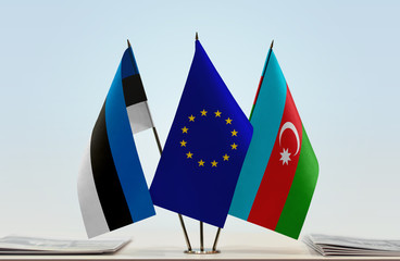 Flags of Estonia European Union and Azerbaijan