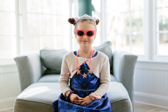 Cute young girl in a fancy party outfit