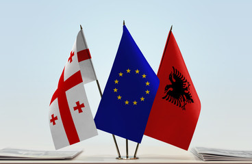 Flags of Georgia (country) European Union and Albania