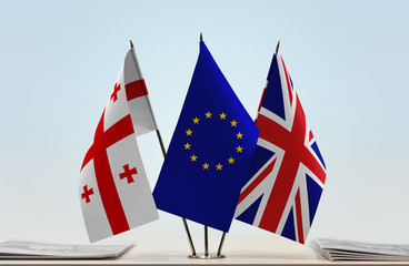 Flags of Georgia (country) European Union and United Kingdom