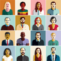 Fototapeta premium People icons. People characters flat set.