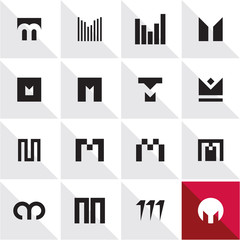 abstract icons letter M logo