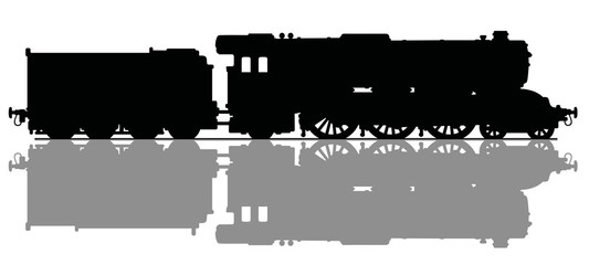 Obraz premium The black silhouette of a vintage steam locomotive