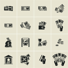 Fototapeta na wymiar linear money icons, finance, business icons set, hand holding money, hand holding credit card