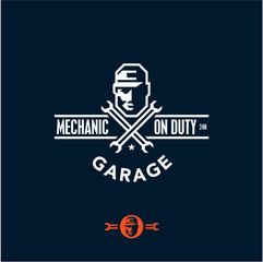 mechanic, car service, garage logo