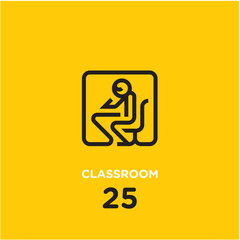 classroom sign, lesson icon, library icon, student, learner, pupil