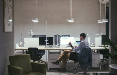 Businessman Working Late