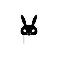 Mask bunny on stick icon. Carnival element icon. Premium quality graphic design icon. Baby Signs, outline symbols collection icon for websites, web design, mobile