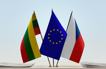 Flags of Lithuania European Union and Czech Republic