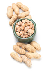 Roasted peanuts isolated on white