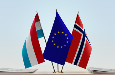 Flags of Luxembourg European Union and Norway