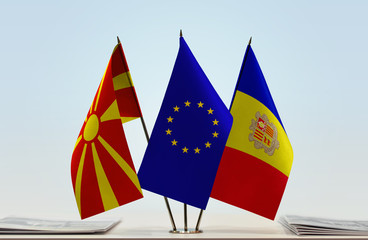 Flags of Macedonia European Union and Andorra