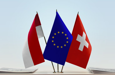 Flags of Monaco European Union and Switzerland