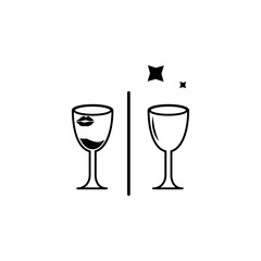 dirty and clean glass icon. Wash elements. Premium quality graphic design icon. Simple icon for websites, web design, mobile app, info graphics