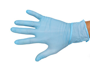 Doctor hand glove shows number five
