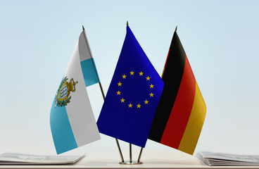 Flags of San Marino European Union and Germany