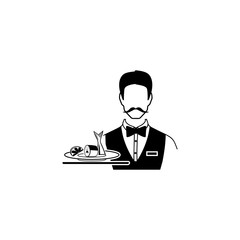 waiter serving herring icon. Fish and sea products elements. Premium quality graphic design icon. Simple love icon for websites, web design, mobile app, info graphics