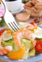 Shrimp salad -the shrimp on the fork