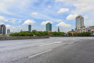 City road and skyline