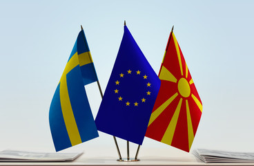 Flags of Sweden European Union and Macedonia