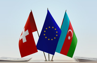 Flags of Switzerland European Union and Azerbaijan