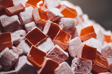 Close up of heap of Turkish delight