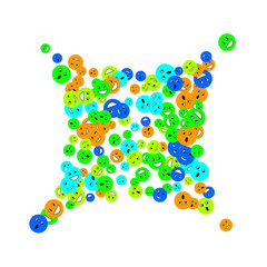 Vector Confetti Background Pattern. Element of design. Colored emoticons on a white background