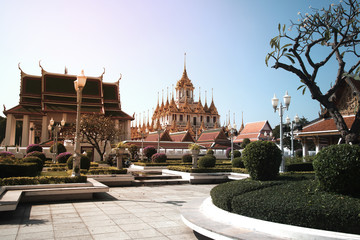 Fototapeta na wymiar The Loha Prasat or Metal Castle in Wat Ratchanatdaram Woravihan, Thailand.