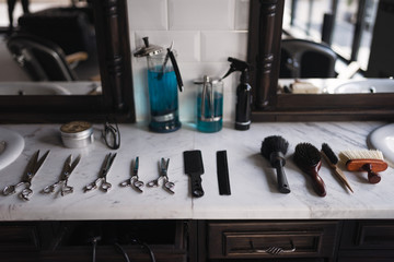 Hair styling equipment at the barbershop