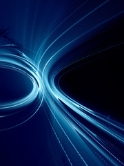Abstract blue and black background texture. Dynamic curves ands blurs pattern. Detailed fractal graphics. Science and technology concept.