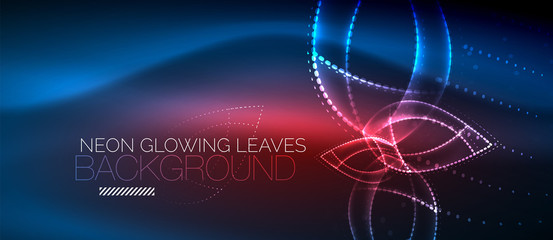 Neon leaf background, green energy concept