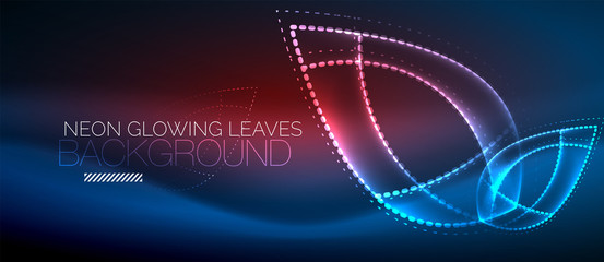Neon leaf background, green energy concept
