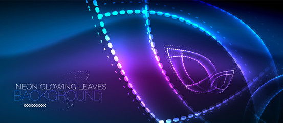 Neon leaf background, green energy concept