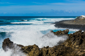 Fototapeta na wymiar Storm on the coast of El Golfo. Lanzarote. Canary Islands. Spain