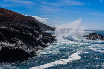 Storm on the coast of El Golfo. Lanzarote. Canary Islands. Spain