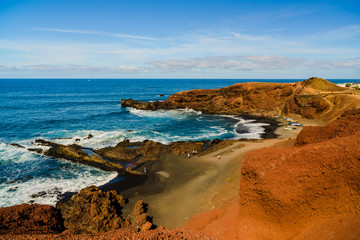 Marvelous view of the gulf of El Golfo. Lanzarote. Canary Islands. Spain