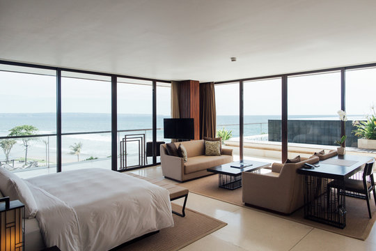 Minimalist Master Bedroom in High-End Beach Resort