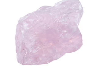 Gem grade rough rose quartz from Tanzania isolated on white background