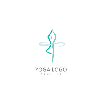 yoga abstract logo people still in pose yoga illustration logo for healthy life