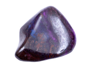 Deep purple Manganese with sugilite tumbled stone from South Africa isolated on white background