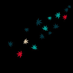 Vector Confetti Background Pattern. Element of design. Colored leaves on a black background