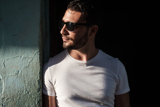 Portrait Of Handsome Man Wearing Sunglasses