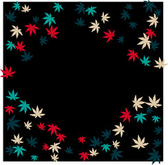 Vector Confetti Background Pattern. Element of design. Colored leaves on a black background