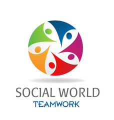 Logo teamwork social media networking around world business card graphic design