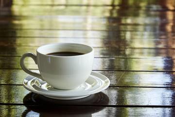 Coffee cup in the morning time