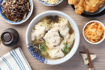 The big pork wonton soup- A popular Taiwan food 