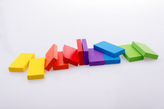 Coorful domino blocks on white background