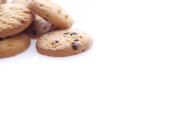 Chocolate chip cookie isolated in white background