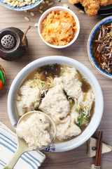 The big pork wonton soup- A popular Taiwan food 